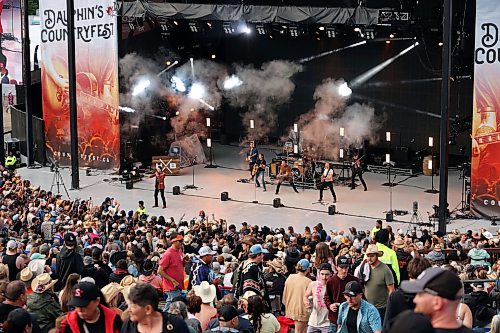 26062026
The Hunter Brothers rev up the large crowd at the main stage during Dauphin’s Countryfest 2026 on Friday evening. Tyler Hubbard headlined Friday evening’s main stage line-up.
(Tim Smith/The Brandon Sun)