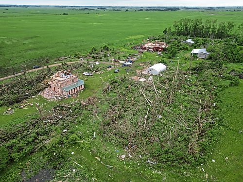 29062026
The devastation to the home and property belonging to Brian and Bernadine Brown south of Rossburn, Manitoba is visible on Monday after a powerful tornado hit the property on Sunday evening while Brian and Bernadine were inside. Their home, several other buildings on the property, vehicles and hundreds of trees were all heavily damaged by the tornado, but luckily escaped uninjured. 
(Tim Smith/The Brandon Sun)