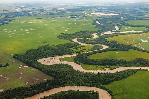 MIKE DEAL / FREE PRESS
Flooded farmland between Swan River, MB, and Winnipeg, MB.
Manitoba Premier Wab Kinew flew to Dauphin, MB and Swan River, MB on Thursday to get a first hand look at some of the flood damage and to meet with officials and victims who are still in the midst of dealing with the situation.
260702 - Thursday, July 02, 2026.