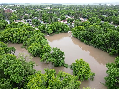 02072026
Flooding in is seen along the Vermillion river at the Vermillion Park Campground on Thursday, after heavy rains inundated Dauphin earlier in the week. 
(Tim Smith/The Brandon Sun)