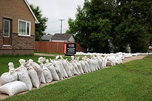 03062026
Sandbags line a sidewalk in front of homes in Minnedosa on Friday as part of potential flood preparations. The Little Saskatchewan River is expected to continue to rise as water from all the recent rains in the area makes its way into the river and downstream.
(Tim Smith/The Brandon Sun)