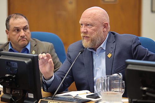 Brandon Coun. Tyson Tame (Ward 10) speaks at Monday evening’s council meeting. (Alex Lambert/The Brandon Sun)