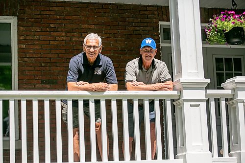 BROOK JONES/FREE PRESS
Volunteers Ken Curtis (right), 66, and Bob Cameron, 71, are pictured at Cameron’s house in Winnipeg, Man., Thursday, July 9, 2026. Curtis has been volunteering with CNIB for more than 40 years as a way to help blind Manitobas achieve their dreams, while Cameron has worked closely with Curtis on fundraising efforts for CNIB for the past 30 years.