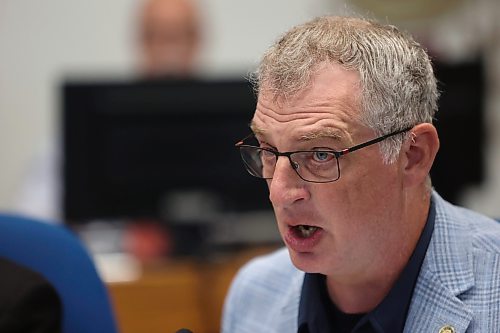 Coun. Bruce Luebke (Ward 6) speaks during Monday evening’s city council meeting. (Alex Lambert/The Brandon Sun)
