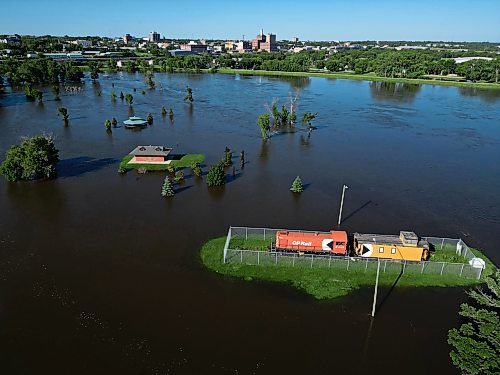 12072026
Dinsdale Park along First Street North in Brandon is almost completely submerged by flood water on Sunday. (Tim Smith/The Brandon Sun)