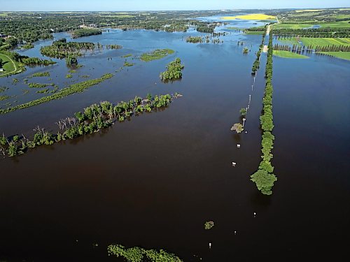 12072026
Trees line the submerged Grand Valley Road west of 18th Street on Sunday as the rising Assiniboine River floods the valley. (Tim Smith/The Brandon Sun)
default