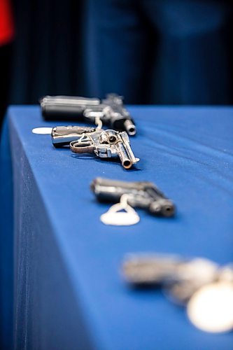 MIKAELA MACKENZIE / FREE PRESS
Seized guns on exhibit at the RCMP headquarters on Monday, July 13, 2026.
For Tyler story.
Free Press 2026