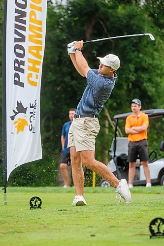 MIKE DEAL / FREE PRESS
Neill Rory on the 18th tee leading up to winning the Nott Autocorp Men’s Amateur Championship at the St. Boniface Golf Club Wednesday afternoon.
Reporter: Ken Wiebe
260715 - Wednesday, July 15, 2026.