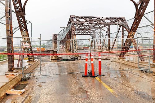 MIKE DEAL / FREE PRESS
Spane #15 of the Arlington Street Bridge is the first to be removed during the two year demolition project Thursday morning. By the end of the year most of the southern half of the bridge should be demolished.
Winnipeg Mayor Scott Gillingham was on hand to watch the start of the historic bridges removal. 
Reporter: Malak Abas
260716 - Thursday, July 16, 2026.