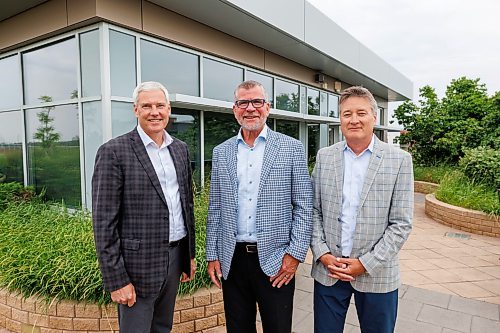 MIKE DEAL / FREE PRESS
Made in Manitoba
(From left); Mark Spearing, Chief Operating Officer, Kevin Van, president and CEO of Qualico, and Kevin Kameda, Chief Financial Officer.
Qualico Developments is marking its 75th anniversary this year, it’s grown from three people in Winnipeg to more than 2,700 employees across Western Canada and Texas, with revenue in the billions.
Reporter: Aaron Epp
260715 - Wednesday, July 15, 2026.