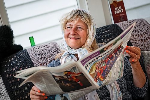 JOHN WOODS / FREE PRESS
Lori Klassen, aka “Mrs Klassen”, is photographed in her home Tuesday, July 21, 2026. Klassen plays an online satirical character who comments on Free Press stories. 

reporter: dave