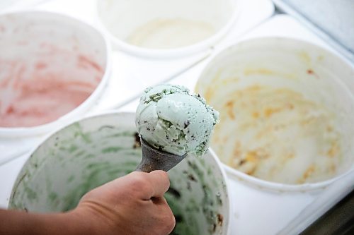 MIKAELA MACKENZIE / FREE PRESS
Co-owner Teri-Lynn Friesen scoops mint chocolate ice creamʡt Fete on Tuesday, July 21, 2026.
For AV story.
Free Press 2026
