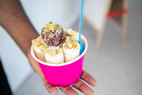 MIKAELA MACKENZIE / FREE PRESS
Shake N Rolls Khoya Gulab ice cream on Tuesday, July 21, 2026.
For AV story.
Free Press 2026