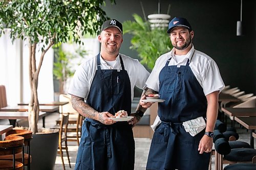 MIKAELA MACKENZIE / FREE PRESS
Brent Genyk (left) and Brady Palmer, the co-owners and head chefs of Sottobraccio, at the new Italian restaurant in Osborne Village on Wednesday, July 22, 2026.
For Eva story.
Free Press 2026