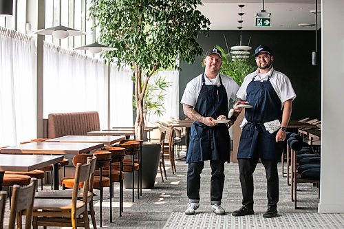 MIKAELA MACKENZIE / FREE PRESS
Brent Genyk (left) and Brady Palmer, the co-owners and head chefs of Sottobraccio, at the new Italian restaurant in Osborne Village on Wednesday, July 22, 2026.
For Eva story.
Free Press 2026