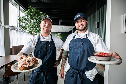 MIKAELA MACKENZIE / FREE PRESS
Brent Genyk (left) and Brady Palmer, the co-owners and head chefs of Sottobraccio, at the new Italian restaurant in Osborne Village on Wednesday, July 22, 2026.
For Eva story.
Free Press 2026