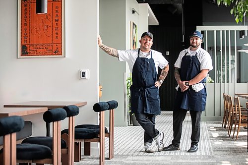 MIKAELA MACKENZIE / FREE PRESS
	
Brent Genyk (left) and Brady Palmer, the co-owners and head chefs of Sottobraccio, at the new Italian restaurant in Osborne Village on Wednesday, July 22, 2026. 

For Eva story.
Free Press 2026