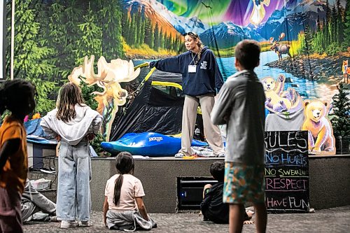 MIKAELA MACKENZIE / FREE PRESS
Mya Balkissoon, bridge program lead, leads activities at the Inner City Youth Alive vacation bible school day camp on Thursday, July 16, 2026.
For Zoe story.
Free Press 2026