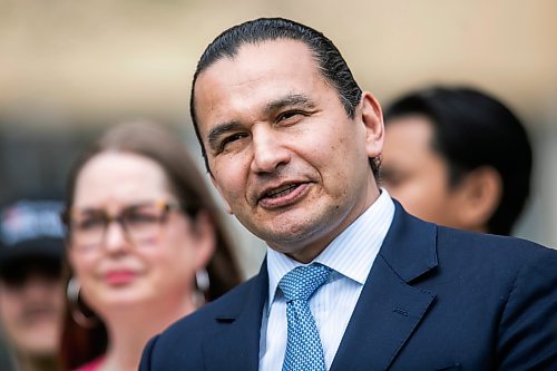 MIKAELA MACKENZIE / FREE PRESS
Premier Wab Kinew speaks at a downtown safety funding announcement at Stephen Juba Park on Thursday, May 21, 2026.
For Joyanne story.
Free Press 2026