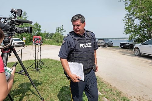 Ruth Bonneville / Free Press

Local RCMP update Nutimik search 

RCMP Staff Sgt. Cory Myers walks away from the media after sharing update at a  news presser at the boat launch at Nutimik Lake Thursday. 

Story: RCMP confirmed at presser at the boat launch at Nutimik Lake  that the body of the missing 10-year-old boy has been recovered following days of an intensive search near the falls at  Nutimik Lake.  Search and rescue teams including the RCMP, charitable organizations, local businesses and the members of the public continue to search for his 13-year-old brother.  

Two boys, aged 10 and 13, slipped into the fast-moving rapids near Sturgeon Falls Trail in Manitoba's Nutimik Lake last Saturday, July 18th while with family,  

See story by Moe

July 23rd,  2026