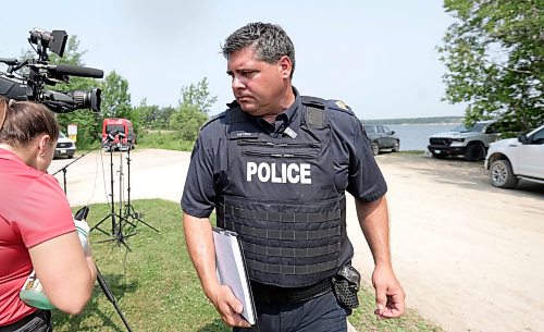 Ruth Bonneville / Free Press

Local RCMP update Nutimik search 

RCMP Staff Sgt. Cory Myers walks away from the media after sharing update at a  news presser at the boat launch at Nutimik Lake Thursday. 

Story: RCMP confirmed at presser at the boat launch at Nutimik Lake  that the body of the missing 10-year-old boy has been recovered following days of an intensive search near the falls at  Nutimik Lake.  Search and rescue teams including the RCMP, charitable organizations, local businesses and the members of the public continue to search for his 13-year-old brother.  

Two boys, aged 10 and 13, slipped into the fast-moving rapids near Sturgeon Falls Trail in Manitoba's Nutimik Lake last Saturday, July 18th while with family,  

See story by Moe

July 23rd,  2026