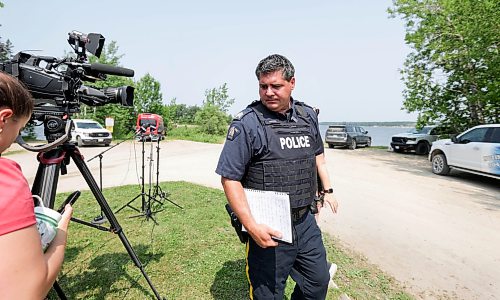 Ruth Bonneville / Free Press

Local RCMP update Nutimik search 

RCMP Staff Sgt. Cory Myers walks away from the media after sharing update at a  news presser at the boat launch at Nutimik Lake Thursday. 

Story: RCMP confirmed at presser at the boat launch at Nutimik Lake  that the body of the missing 10-year-old boy has been recovered following days of an intensive search near the falls at  Nutimik Lake.  Search and rescue teams including the RCMP, charitable organizations, local businesses and the members of the public continue to search for his 13-year-old brother.  

Two boys, aged 10 and 13, slipped into the fast-moving rapids near Sturgeon Falls Trail in Manitoba's Nutimik Lake last Saturday, July 18th while with family,  

See story by Moe

July 23rd,  2026