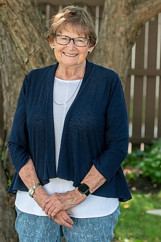BROOK JONES/FREE PRESS
Rossbrook House volunteer Leslie Galloway has retired after 50 years of volunteering with the community organization. Galloway was pictured in her backyard in Winnipeg, Man., on Thursday, July 23, 2026.