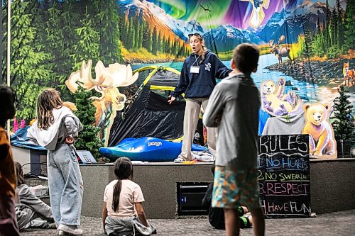 MIKAELA MACKENZIE / FREE PRESS
Mya Balkissoon, bridge program lead, leads activities at the Inner City Youth Alive vacation bible school day camp on Thursday, July 16, 2026.
For Zoe story.
Free Press 2026
