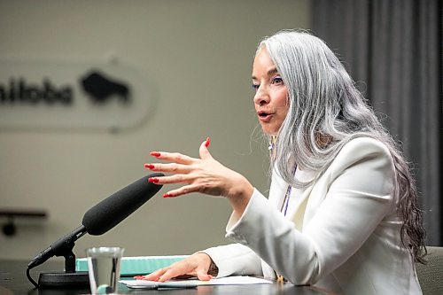 MIKAELA MACKENZIE / FREE PRESS
Families Minister Nahanni Fontaine speaks to the media about an external review of the Child and Family Services funding model at the Manitoba Legislative Building on Tuesday, July 28, 2026.
For Carol story.
Free Press 2026
