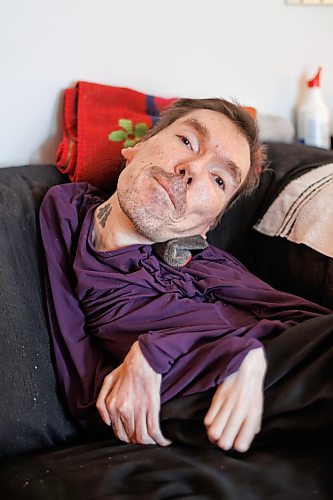 MIKE DEAL / WINNIPEG FREE PRESS
Tom Landy, 46, has spinal muscular atrophy and needs a new wheelchair. He's been waiting for a new power chair for 3.5 years and is calling out the long delays in our health-care system. His current chair is 15 years old, doesn’t fit him anymore and replacement parts are no longer available.
See Katie May story
230703 - Monday, July 03, 2023.