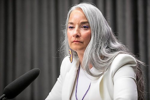 MIKAELA MACKENZIE / FREE PRESS
Families Minister Nahanni Fontaine speaks to the media about an external review of the Child and Family Services funding model at the Manitoba Legislative Building on Tuesday, July 28, 2026.
For Carol story.
Free Press 2026