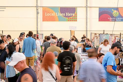 Mike Sudoma / Free Press
Shoppers are shoulder to shoulder visiting different vendors inside of the shelter at the St Norbert Farmers Market Saturday morning
July 25, 2026