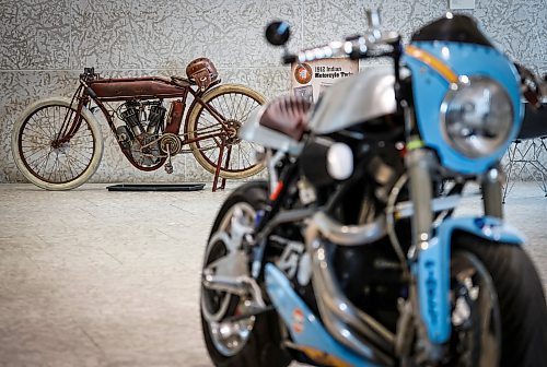 JOHN WOODS / FREE PRESS
A 1912 Indian and modified 1999 Buell X1 are on display at Winnipeg Art Gallery (WAG), for a Motorcycle pop-up and MotoSocial at the WAG Tuesday, July 28, 2026.
reporter: tiago