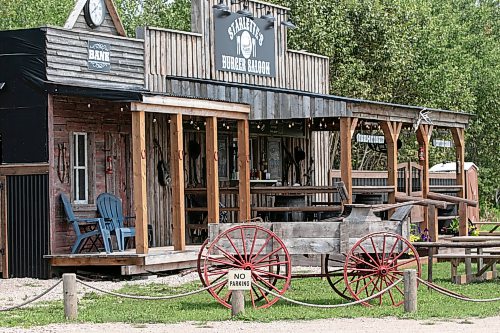 OOK JONES/FREE PRESS
The Starlette's Burger Saloon at 60122 Juno Rd., just north of Elma, Man., is pictured on Saturday, July 25, 2026. Star Giesbrecht and her husband Lee Giesbrecht opened the Starlette's Burger Saloon in May 2025 after Lee made the dining patio to look like an old-fashioned western saloon from recovered barn wood.