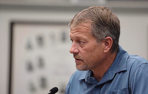 City of Brandon solid waste manager Corey Wagner speaks at city council on Monday evening. Wagner said the repairs at the landfill are "crucial to make sure we are optimizing the current system." (Alex Lambert/The Brandon Sun)