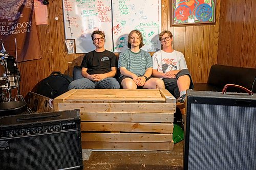 Mike Sudoma/Free Press
(Left to right) Noah St Hilaire Nikola Boticki and Luke Penner of Leons Getting Larger inside their jam space Wednesday evening
July 29, 2026


