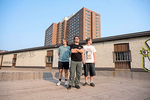 Mike Sudoma/Free Press
(Left to right) Nikola Boticki Noah St Hilaire and Luke Penner of Leons Getting Larger inside their jam space Wednesday evening
July 29, 2026


