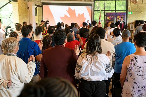 Mike Sudoma/Free Press
Canadians new and old swear on the Canadian Oath of Citizenship during a Canadian citizenship Ceremony put on by the IRCC at The Forks Wednesday morning
June 29, 2026



