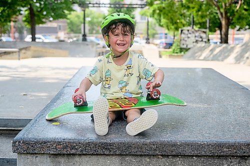 Mike Sudoma/Free Press
Charlie Nowell takes a break from his first skate lesson at the Plaza at the Forks Skatepark at The Forks Wednesday afternoon Free skate lessons are offered through Pihtikwe Skatepark every Tuesday to Saturday 11am to 5pm. Skateboards and helmets are provided
July 29, 2026