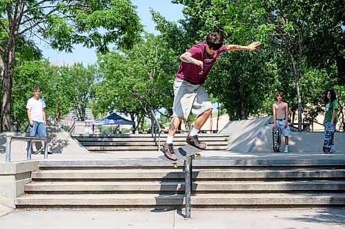 Mike Sudoma/Free Press
Austin Baran backside feeble grinds one of the Forks Plazas many handrails. Baran got into skateboarding 16 years ago when one of his older cousins brought a board to a family reunion. MTV shows like Life of Ryan Viva La Bam and Rob Dyrdesk Fantasy Factory brought skateboarding into the worldwide spotlight and kept young skaters like Baran inspired to keep skating at a young age
July 29, 2026