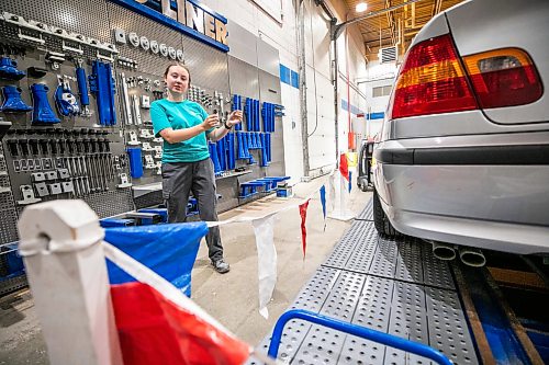 MIKAELA MACKENZIE / FREE PRESS
	
Cassandra Foy, final year collision, repair and refinishing program student, shows the car-o-liner that MPI donated to RRC Polytechճ collision repair and refinishing program on Thursday, July 30, 2026.

For Gabby story.
Free Press 2026