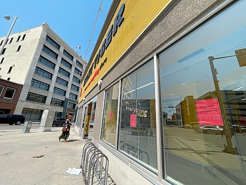 Ruth Bonneville / Free Press
Giant Tiger is closing its downtown location, leaving the neighbourhood at risk of becoming a food desert. Red flyers tacked to the store's front windows announced the location would be closing Nov. 7.