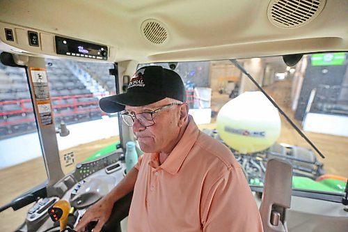 Footing technician Allan Quast with Canada’s National Arabian Championship, operates a tractor in the main arena of the Keystone Centre to level the ground for the horses, in advance of the show’s start next week Thursday here in Brandon. (Matt Goerzen/The Brandon Sun)