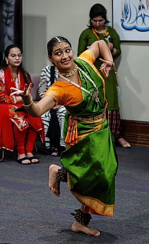 JOHN WOODS / FREE PRESS
A dancer performs at the book launch South Asian Pioneers at the Manitoba Legislature Sunday, June 28, 2026.
reporter: ramona