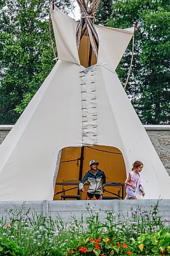 JOHN WOODS / FREE PRESS
Children play around a teepee as people take in the Treaty 1 Commemoration Day at Lower Fort Garry Monday, August 3, 2026. 

reporter: standup