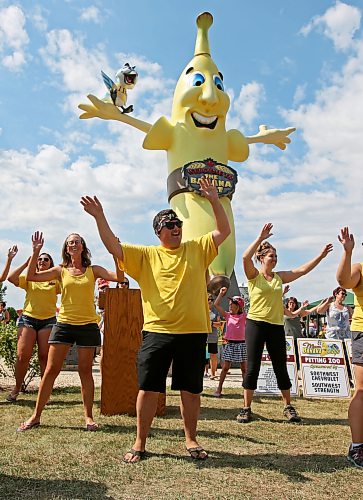 A flash mob dances to music during Melita Banana Days in 2016. The annual three-day event is returning for its 15th year starting Friday. (The Brandon Sun files)