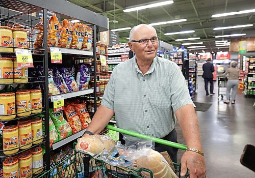 Ruth Bonneville / Free Press
BIZ - liquor mart
Photo of Save-On-Foods shopper, Larry Baker, answering questions from a reporter on his thoughts of the new concept LC store.
Story: Manitoba’s newest Liquor Mart opens with pick-up window only, inside Save-On-Foods at Northgate Shopping Centre, Thursday.
Story on the new approach to customer convenience and its pros and cons.
See story by Gabby
Aug 6h,, 2026