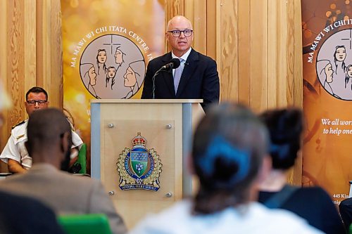 MIKE DEAL / FREE PRESS
Winnipeg Mayor, Scott Gillingham, speaks during the press conference.
WPS Chief Gene Bowers discusses the results of June’s 10-day drug enforcement activities, and the next steps they will be taking in coordination with community and government partners, during a press conference that was held at Ma Mawi Wi Chi Itata Centre located at 445 King Street, Thursday morning.
Other speakers included David Bowman, Director of Organizational Development & Support, WPS, Jackie Anderson, Executive Director, Ka Ni Kanicihk, and Mayor Scott Gillingham, City of Winnipeg.
Reporters: Chris Kitching and Joyanne Pursaga
260806 - Thursday, August 06, 2026.