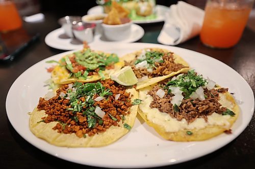 The one main menu item that you can get in both the Los Brothers restaurant on 10th Street and at their roving food truck are the traditional corn tortilla tacos that feature several different kinds of protein, including spicy chorizo, lime chicken, chipotle chicken, ground beef, beef steak, and their signature cheesy birria tacos served with a side of savoury consommé for dipping. (Matt Goerzen/The Brandon Sun)