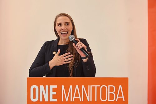 Newly named Brandon West NDP candidate Cora Dupuis after Dupuis’ nomination on Thursday evening. (Alex Lambert/The Brandon Sun)